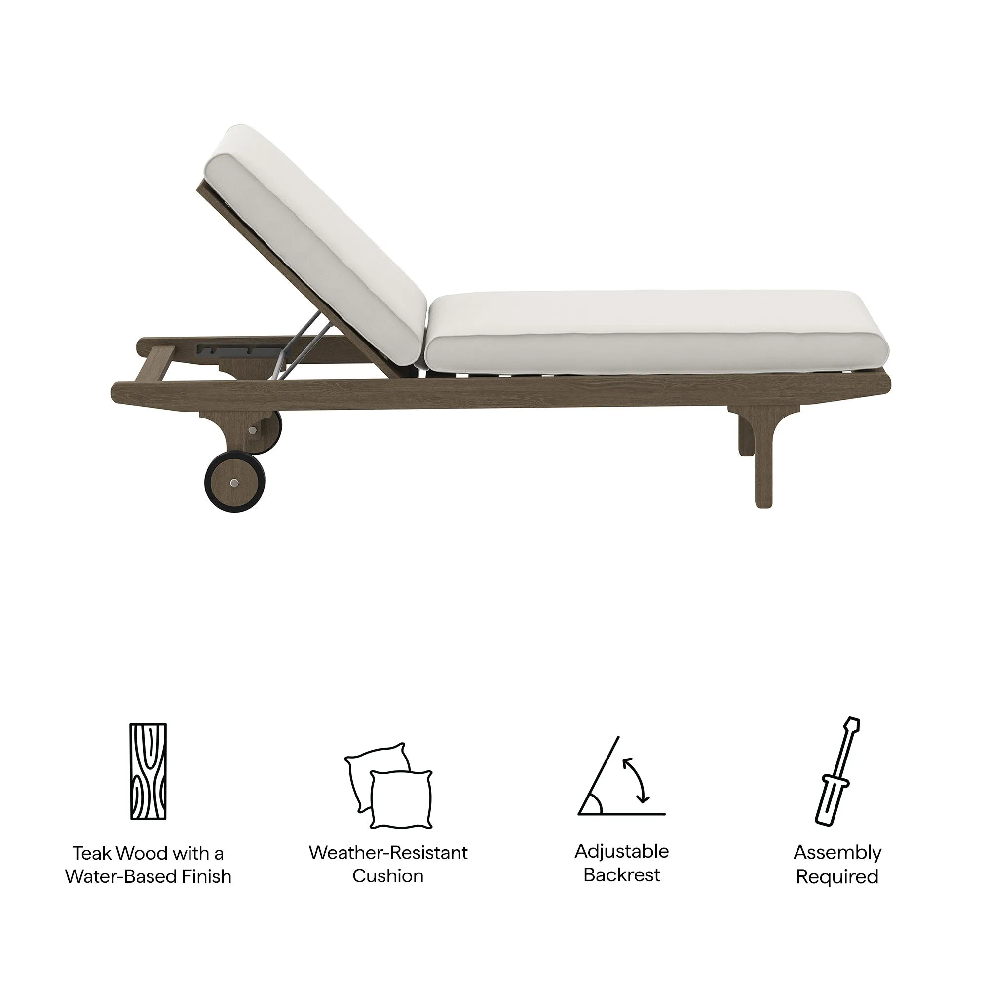 Saratoga Outdoor Patio Teak Chaise Lounge Chair by Modway