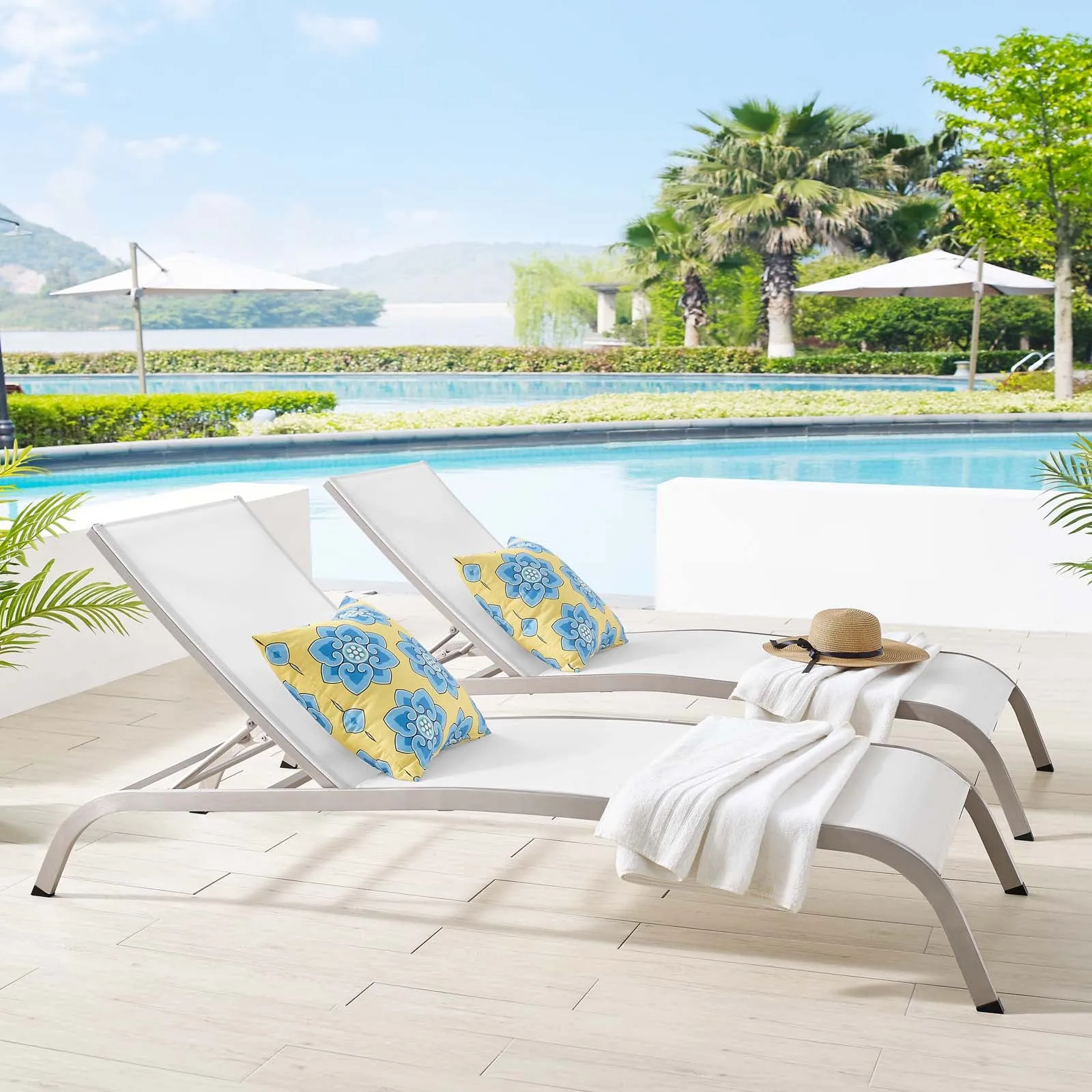 Savannah Outdoor Patio Mesh Chaise Lounge Set of 2 by Modway