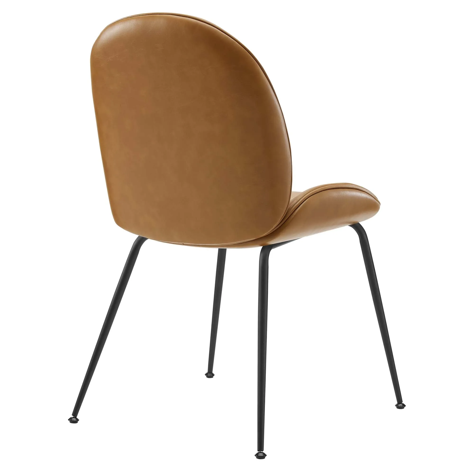 Scoop Black Powder Coated Steel Leg Vegan Leather Dining Chairs - Set of 2 by Modway