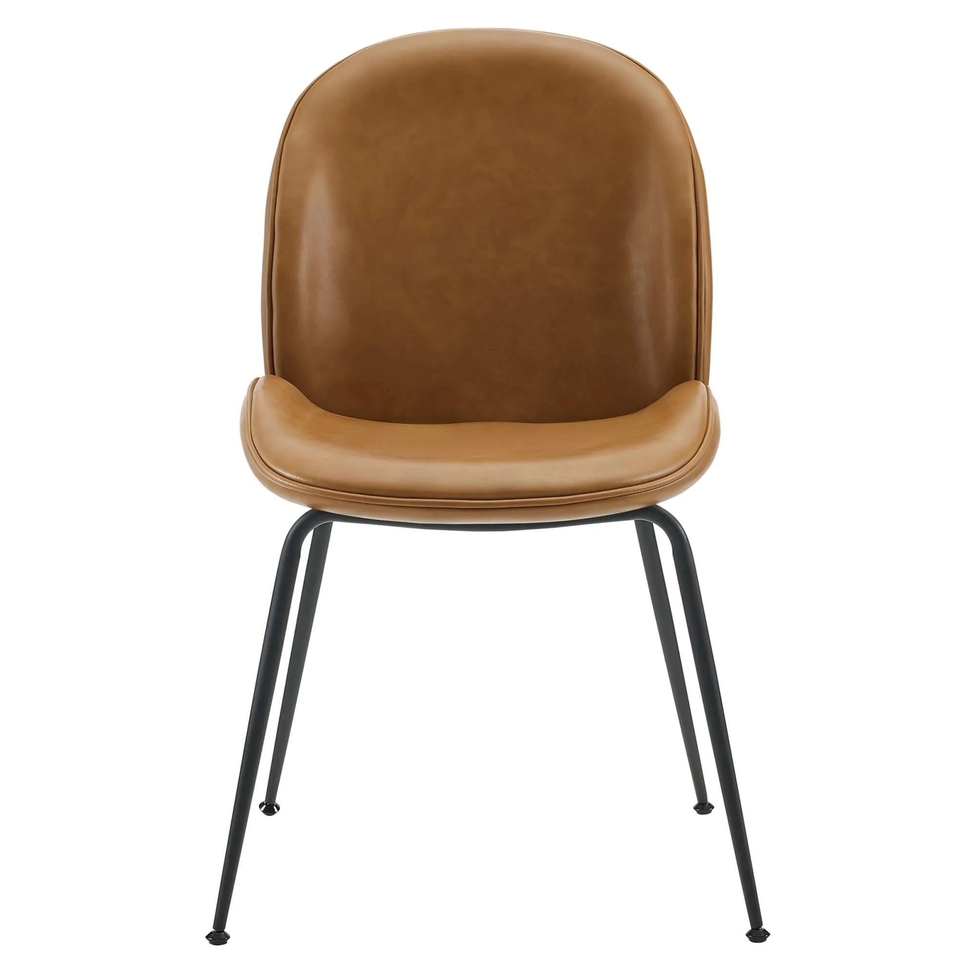 Scoop Black Powder Coated Steel Leg Vegan Leather Dining Chairs - Set of 2 by Modway