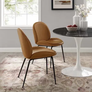 Scoop Black Powder Coated Steel Leg Vegan Leather Dining Chairs - Set of 2 by Modway