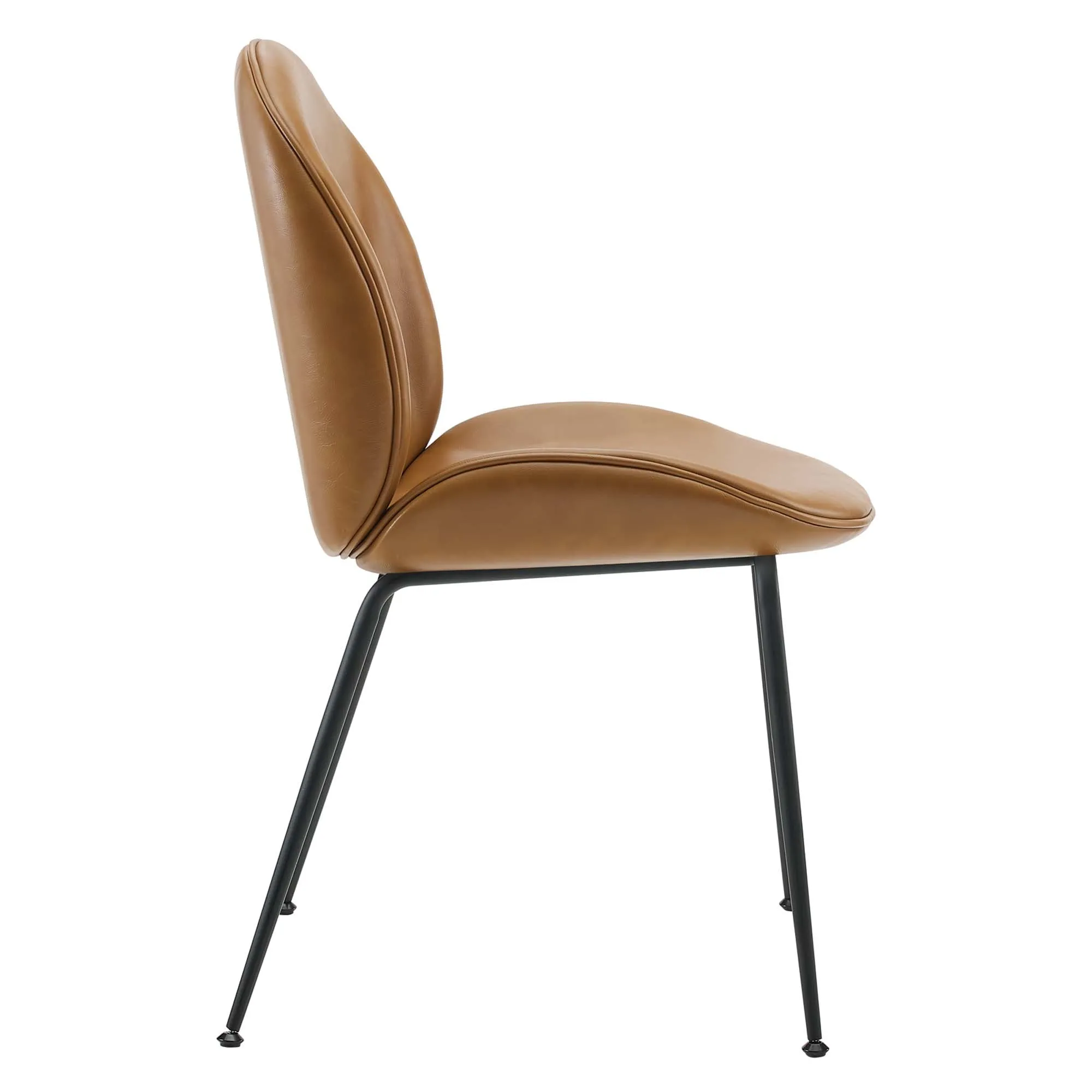 Scoop Black Powder Coated Steel Leg Vegan Leather Dining Chairs - Set of 2 by Modway