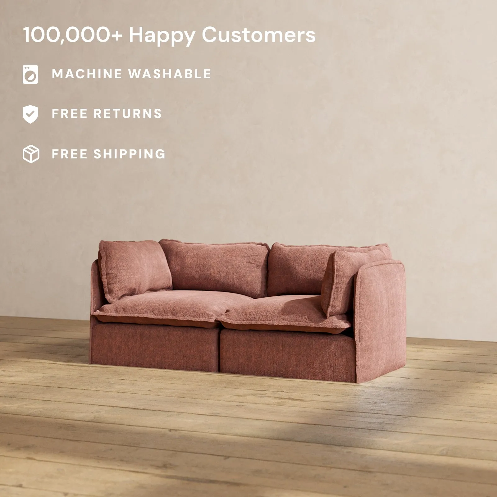 Slipcover Only - Modular Performance 2-Seater | Heirloom Velvet in Chestnut