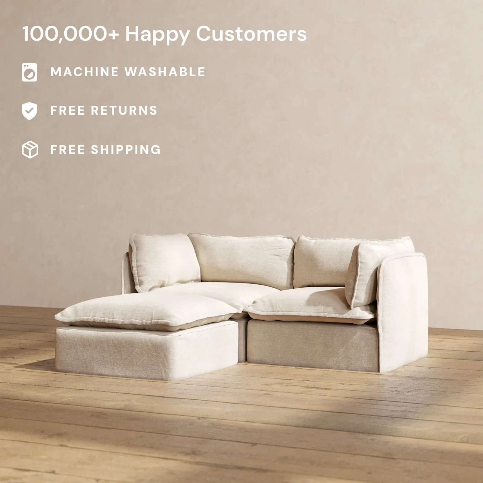 Slipcover Only - Modular Performance 2-Seater Sectional | Blended Weave in Oat