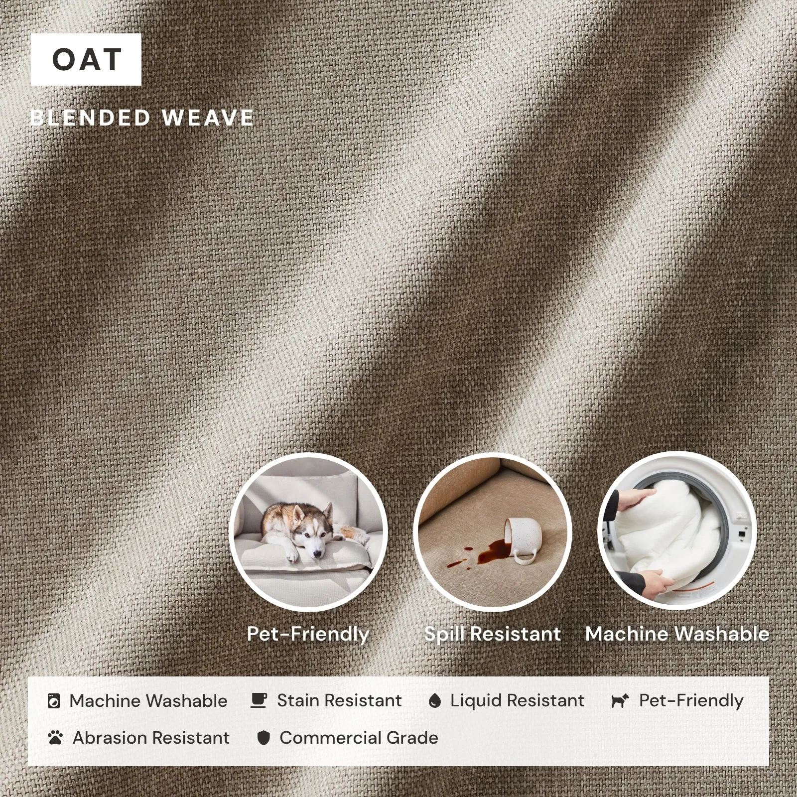 Slipcover Only - Modular Performance 2-Seater Sectional | Blended Weave in Oat