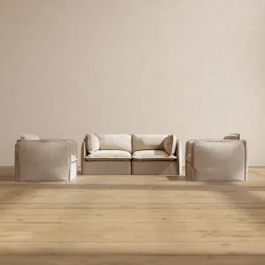 Slipcover Only - Modular Performance 2-Seater Sofa   Armchair Set | Blended Weave in Oat