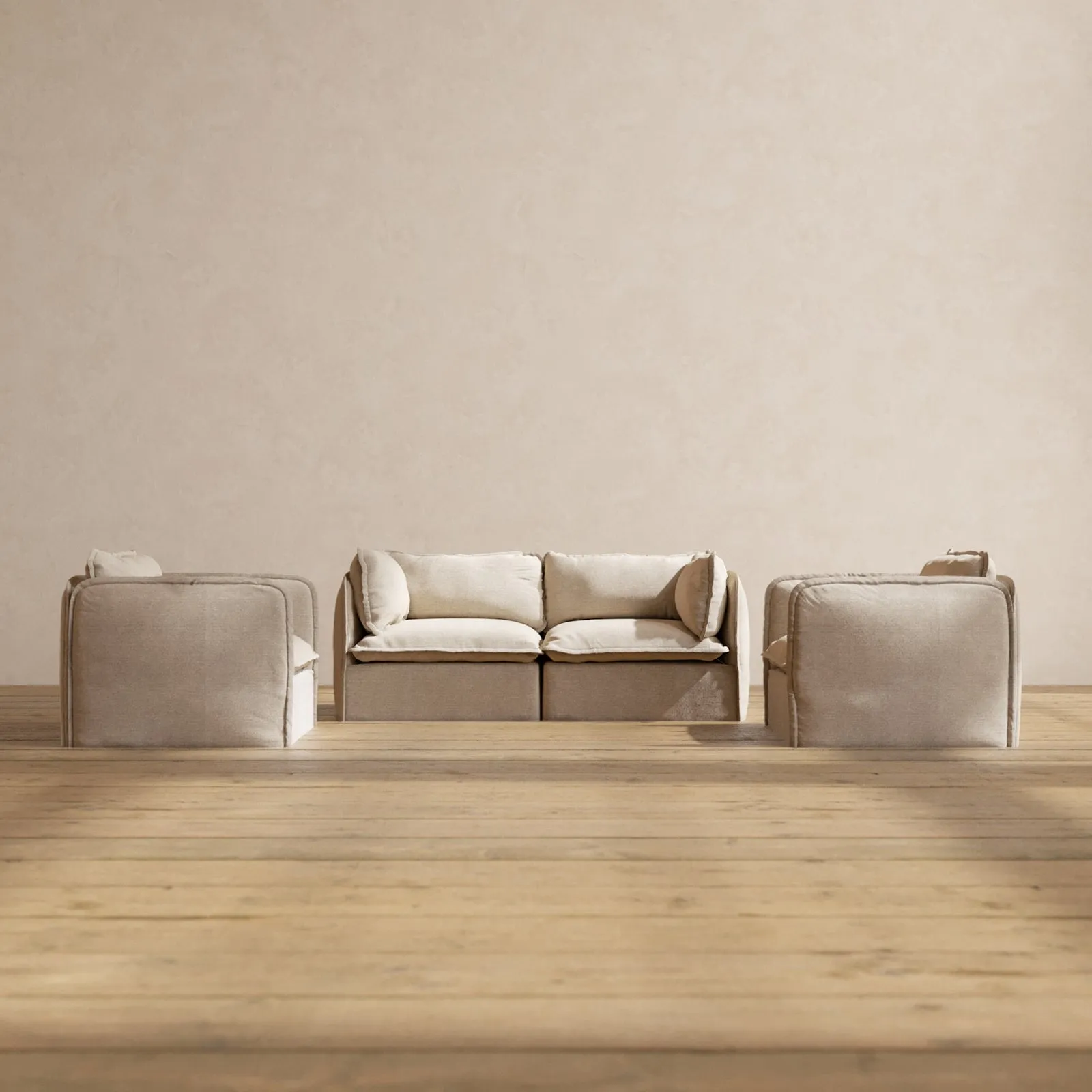 Slipcover Only - Modular Performance 2-Seater Sofa   Armchair Set | Blended Weave in Oat