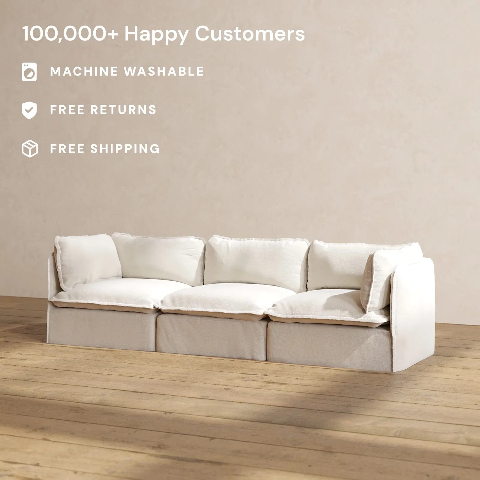Slipcover Only - Modular Performance 3-Seater | Blended Weave in Flour
