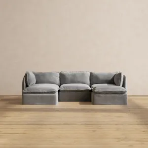 Slipcover Only - Modular Performance 3-Seater U-Sectional | Plush Weave in Ash