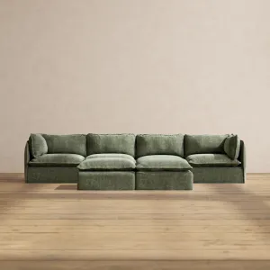 Slipcover Only - Modular Performance 4-Seater   Bench Ottoman | Heirloom Velvet in Willow
