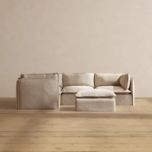 Slipcover Only - Modular Performance 4-Seater Corner Sectional   Ottoman | Blended Weave in Oat