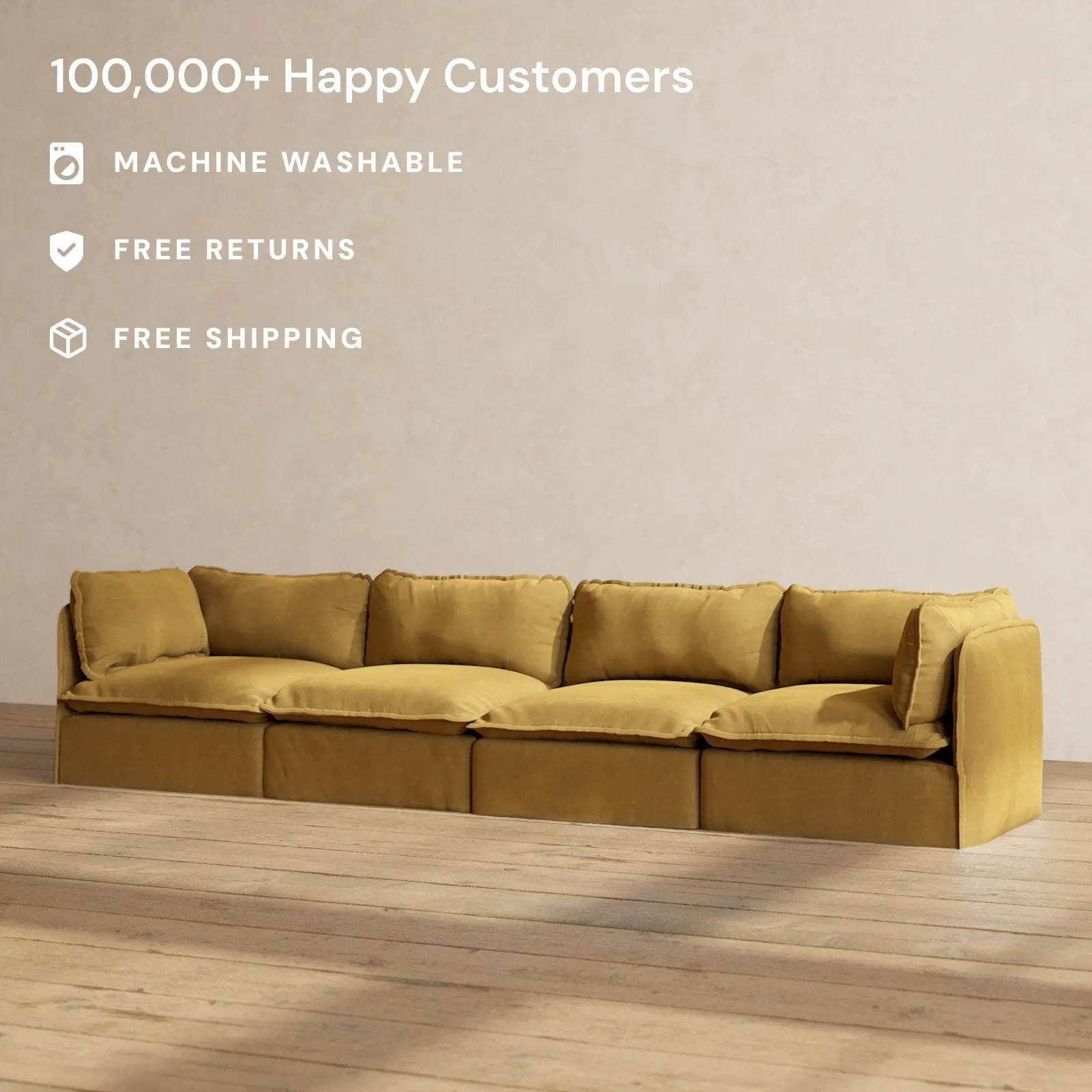 Slipcover Only - Modular Performance 4-Seater | Luxury Velvet in Toffee