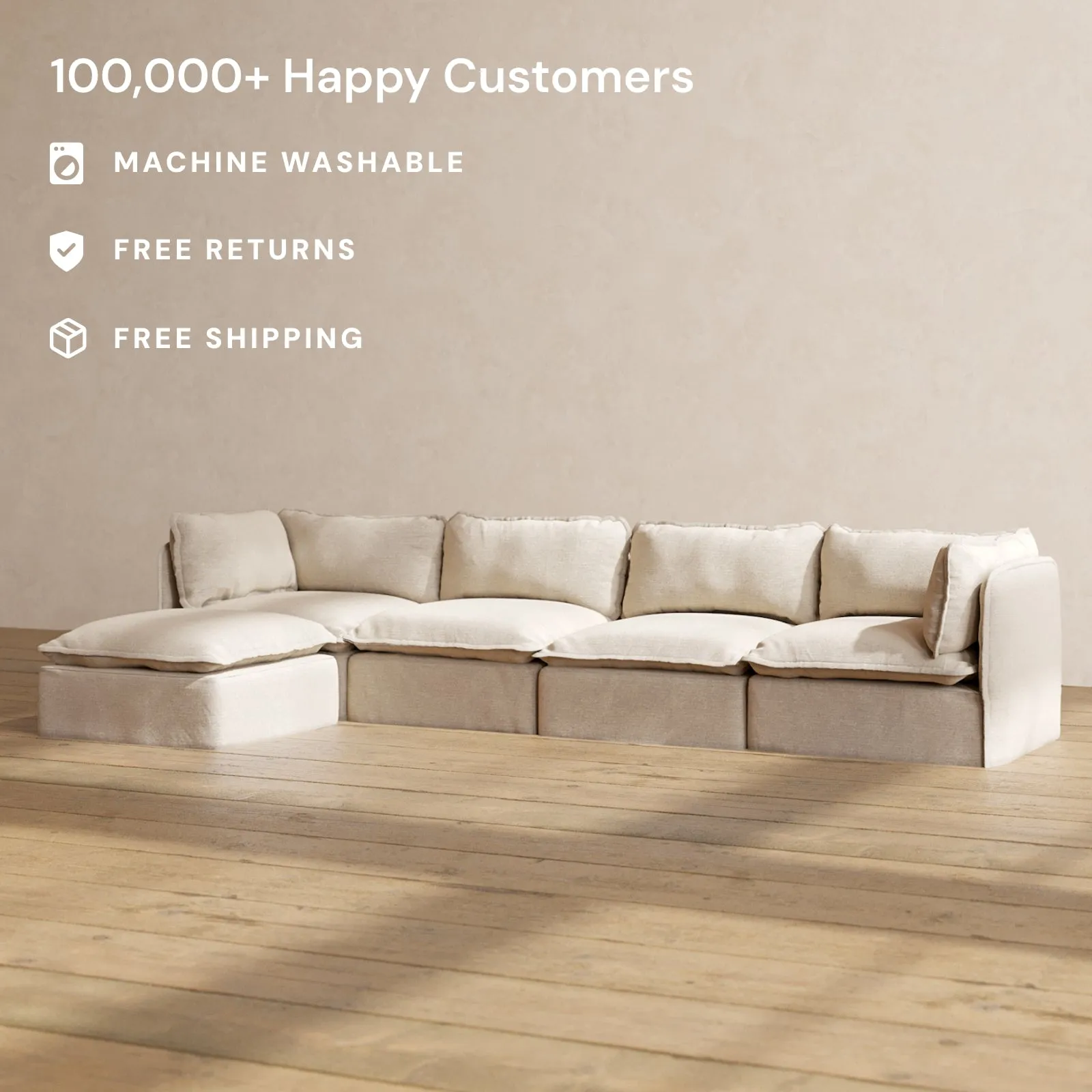 Slipcover Only - Modular Performance 4-Seater Sectional | Blended Weave in Oat