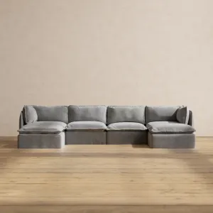 Slipcover Only - Modular Performance 4-Seater U-Sectional | Plush Weave in Ash