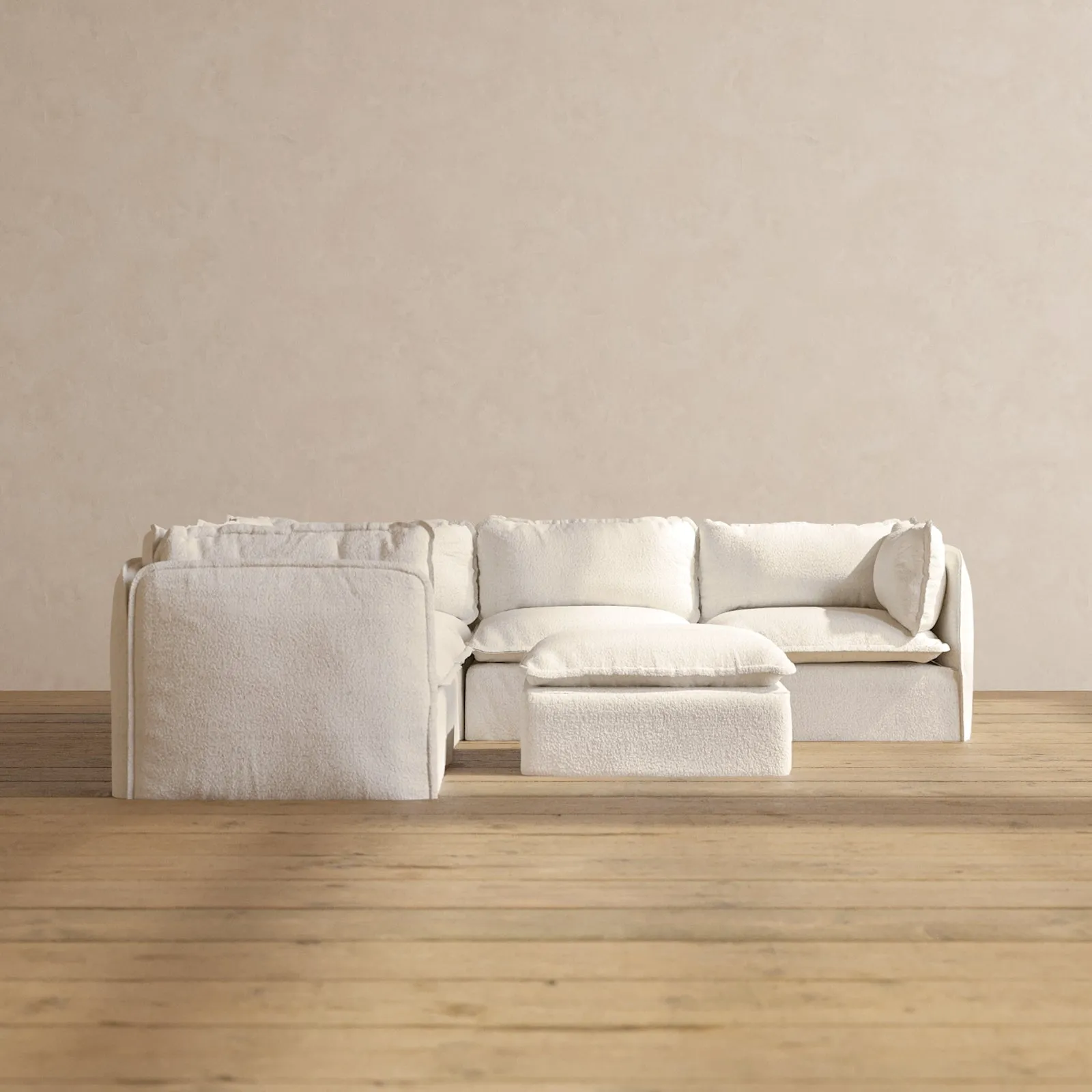 Slipcover Only - Modular Performance 5-Seater Corner Sectional   Ottoman | Knit Boucle in Mousse