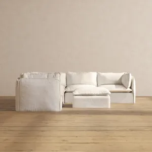 Slipcover Only - Modular Performance 5-Seater Corner Sectional   Ottoman | Knit Boucle in Mousse