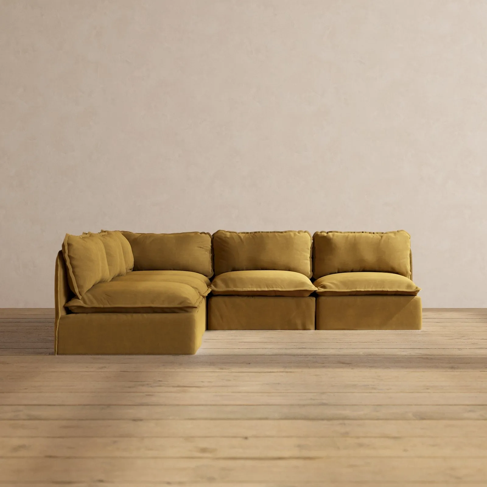 Slipcover Only - Modular Performance 5-Seater Open-Ends Corner Sectional | Luxury Velvet in Toffee