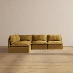 Slipcover Only - Modular Performance 5-Seater Open-Ends Corner Sectional | Luxury Velvet in Toffee
