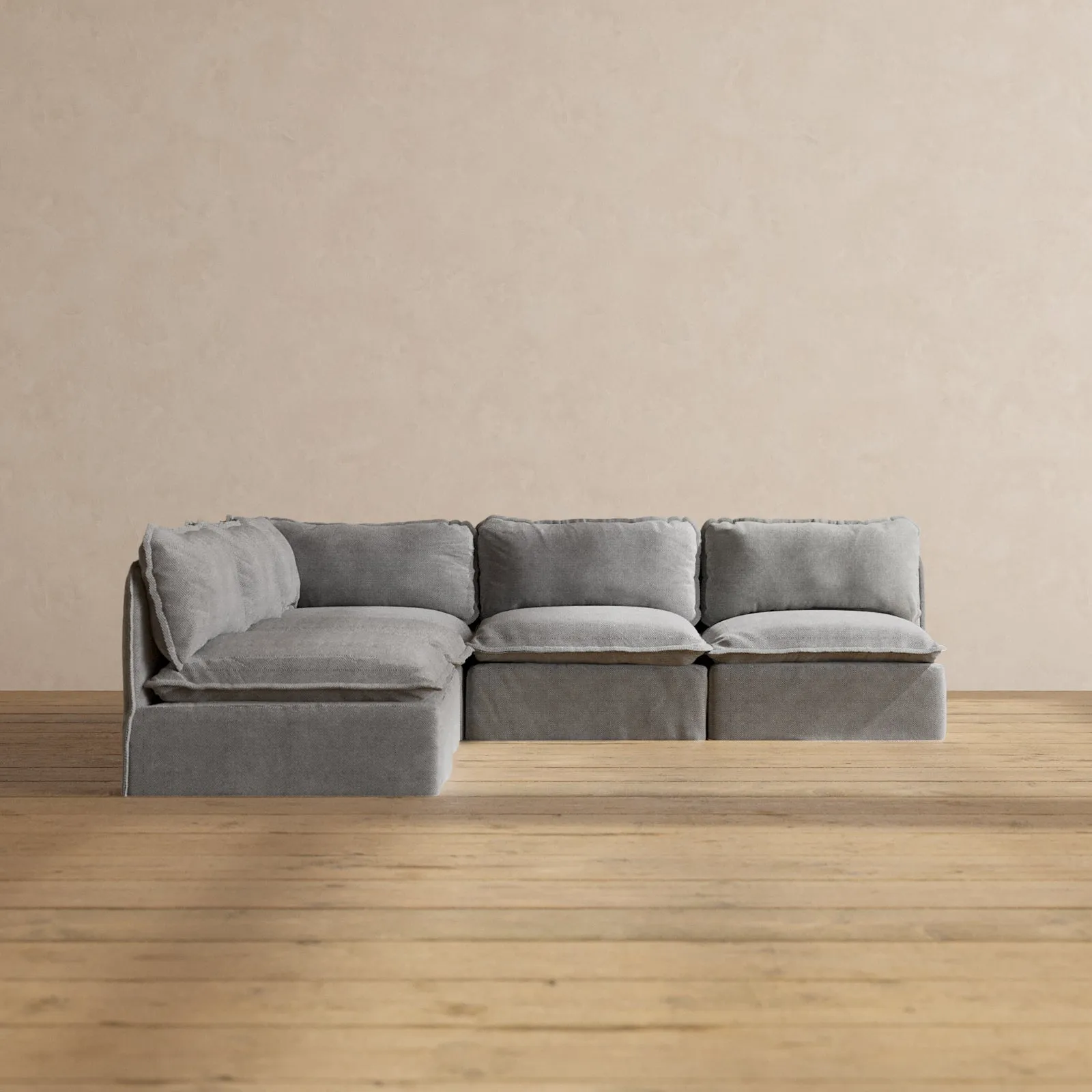 Slipcover Only - Modular Performance 5-Seater Open-Ends Corner Sectional | Plush Weave in Ash