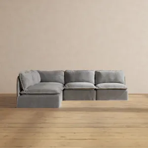 Slipcover Only - Modular Performance 5-Seater Open-Ends Corner Sectional | Plush Weave in Ash