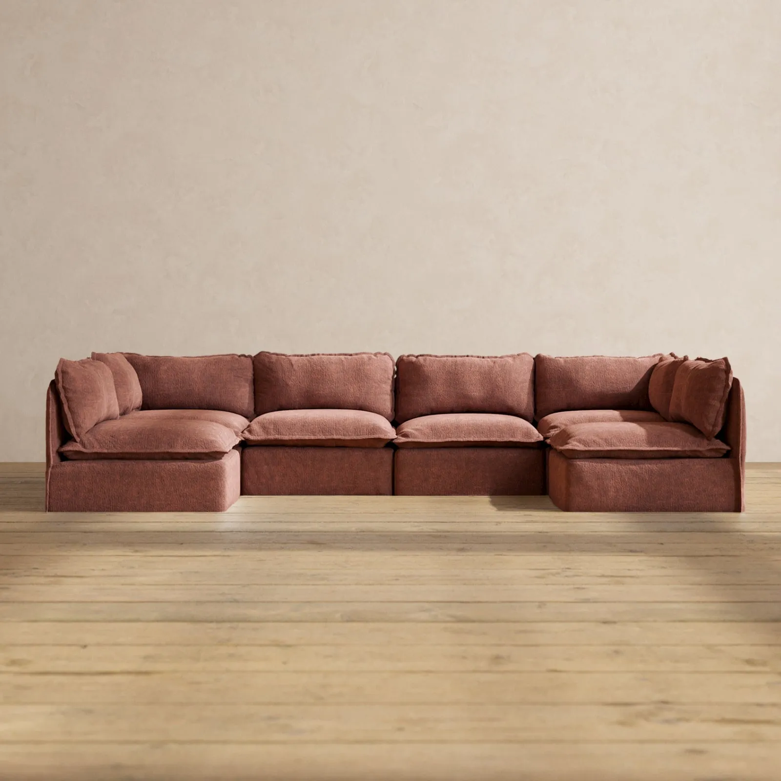 Slipcover Only - Modular Performance 6-Seater Open-Ends U-Sectional | Heirloom Velvet in Chestnut