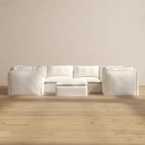 Slipcover Only - Modular Performance 6-Seater U-Sectional   Ottoman | Knit Boucle in Mousse