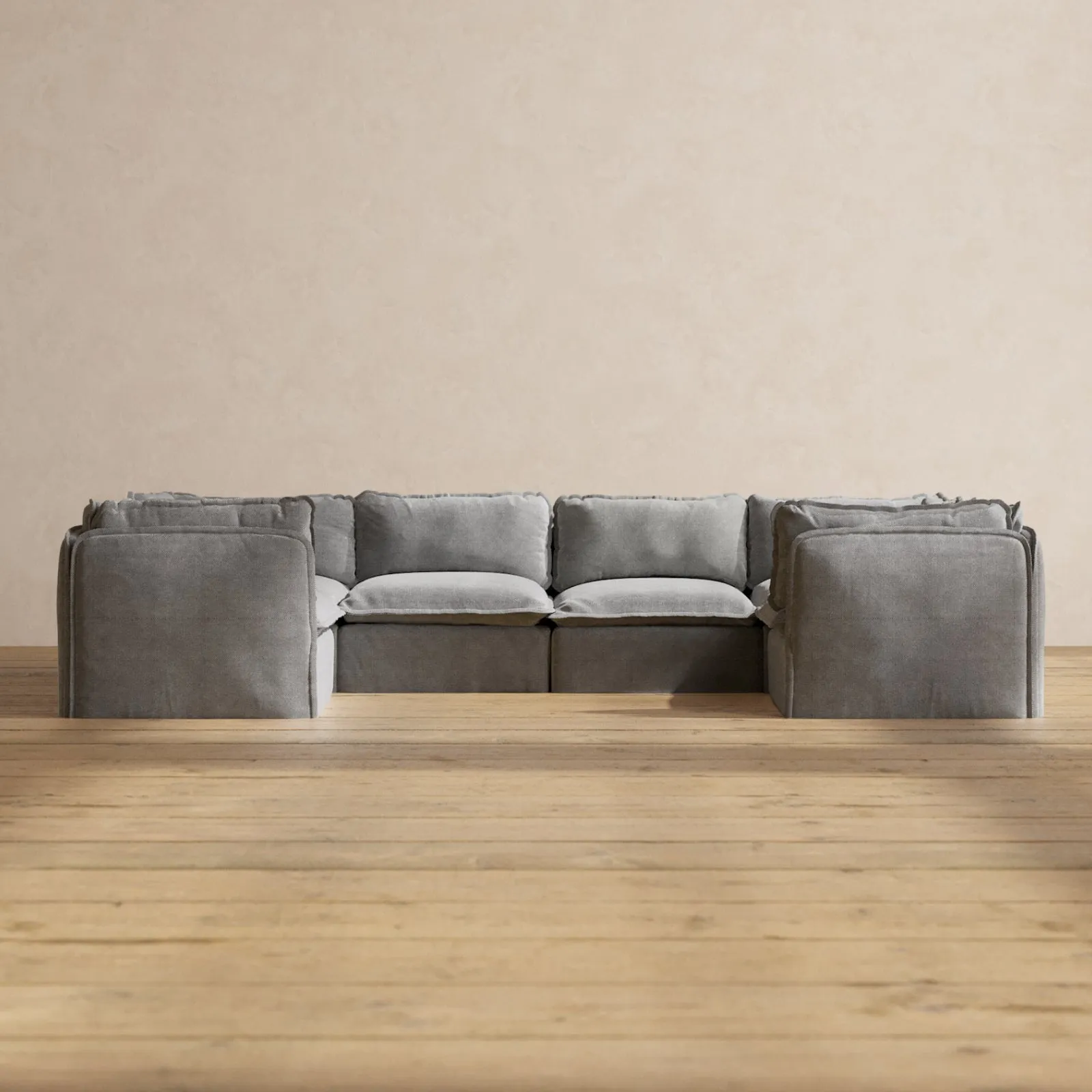 Slipcover Only - Modular Performance 6-Seater U-Sectional | Plush Weave in Ash