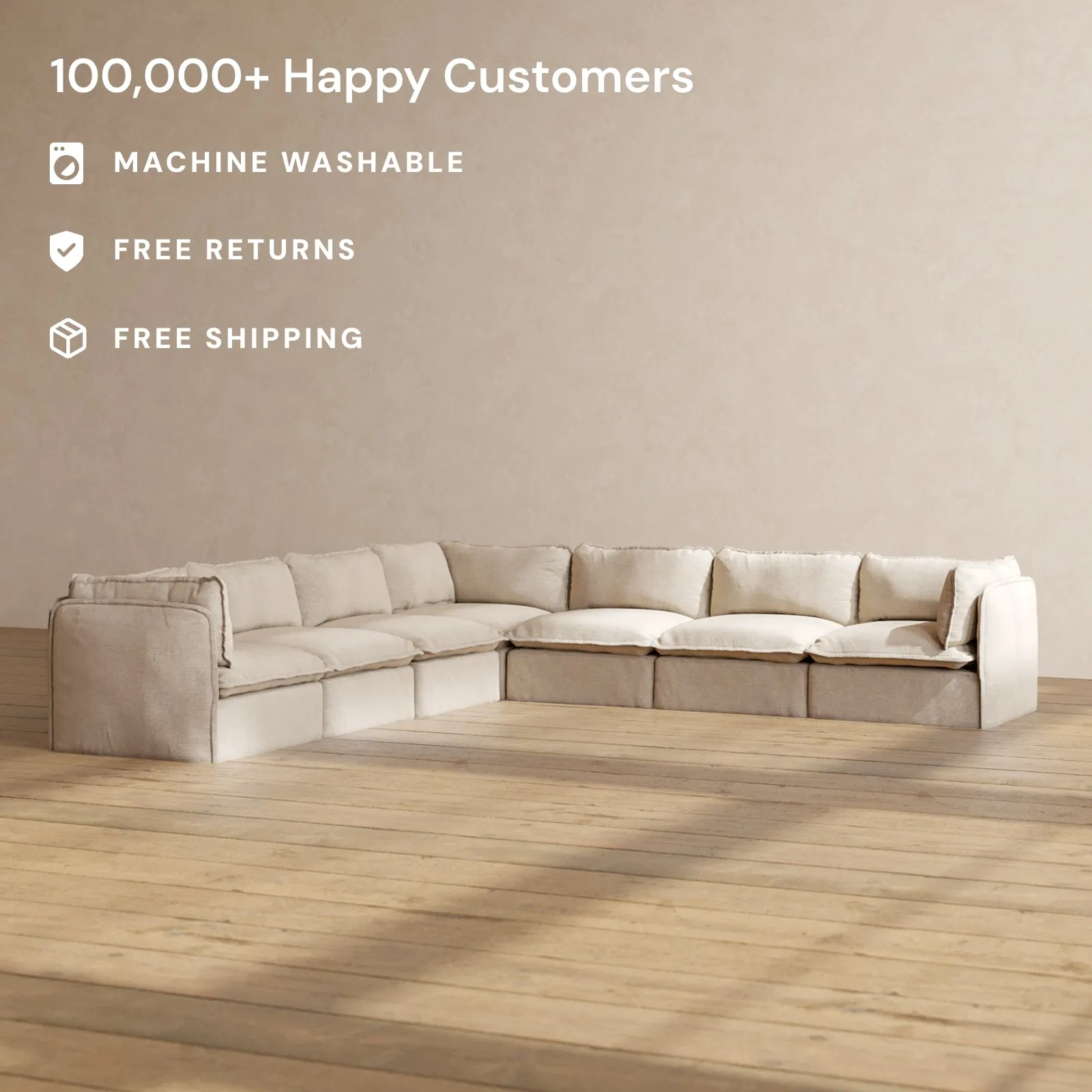 Slipcover Only - Modular Performance 7-Seater Corner Sectional | Blended Weave in Oat