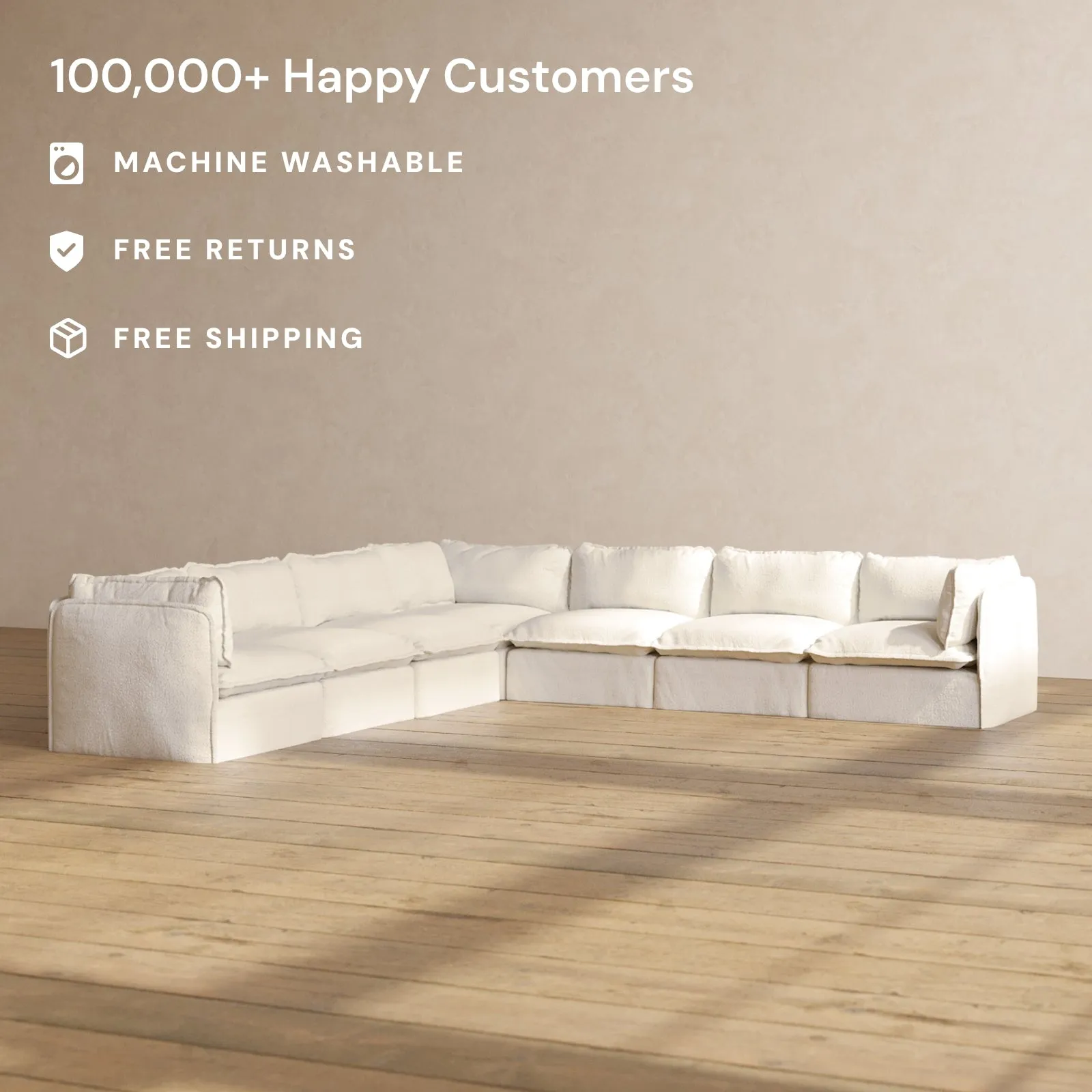 Slipcover Only - Modular Performance 7-Seater Corner Sectional | Knit Boucle in Mousse