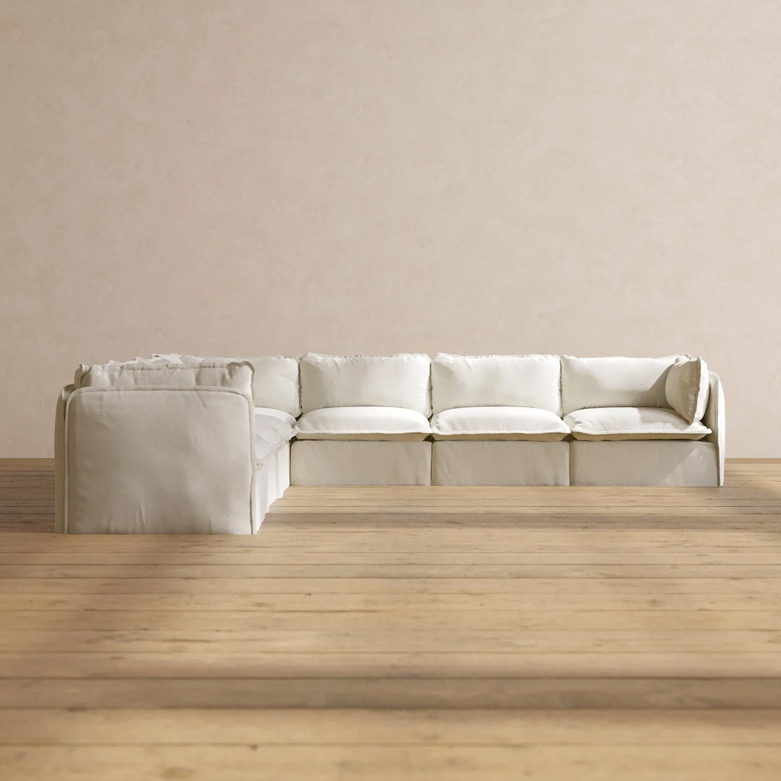 Slipcover Only - Modular Performance 7-Seater Corner Sectional | Plush Weave in Eggshell