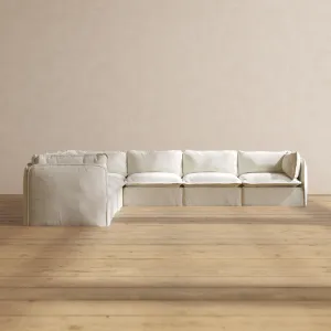 Slipcover Only - Modular Performance 7-Seater Corner Sectional | Plush Weave in Eggshell