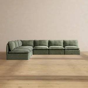 Slipcover Only - Modular Performance 7-Seater Open-Ends Corner Sectional | Heirloom Velvet in Willow