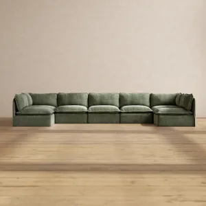 Slipcover Only - Modular Performance 7-Seater Open-Ends U-Sectional | Heirloom Velvet in Willow