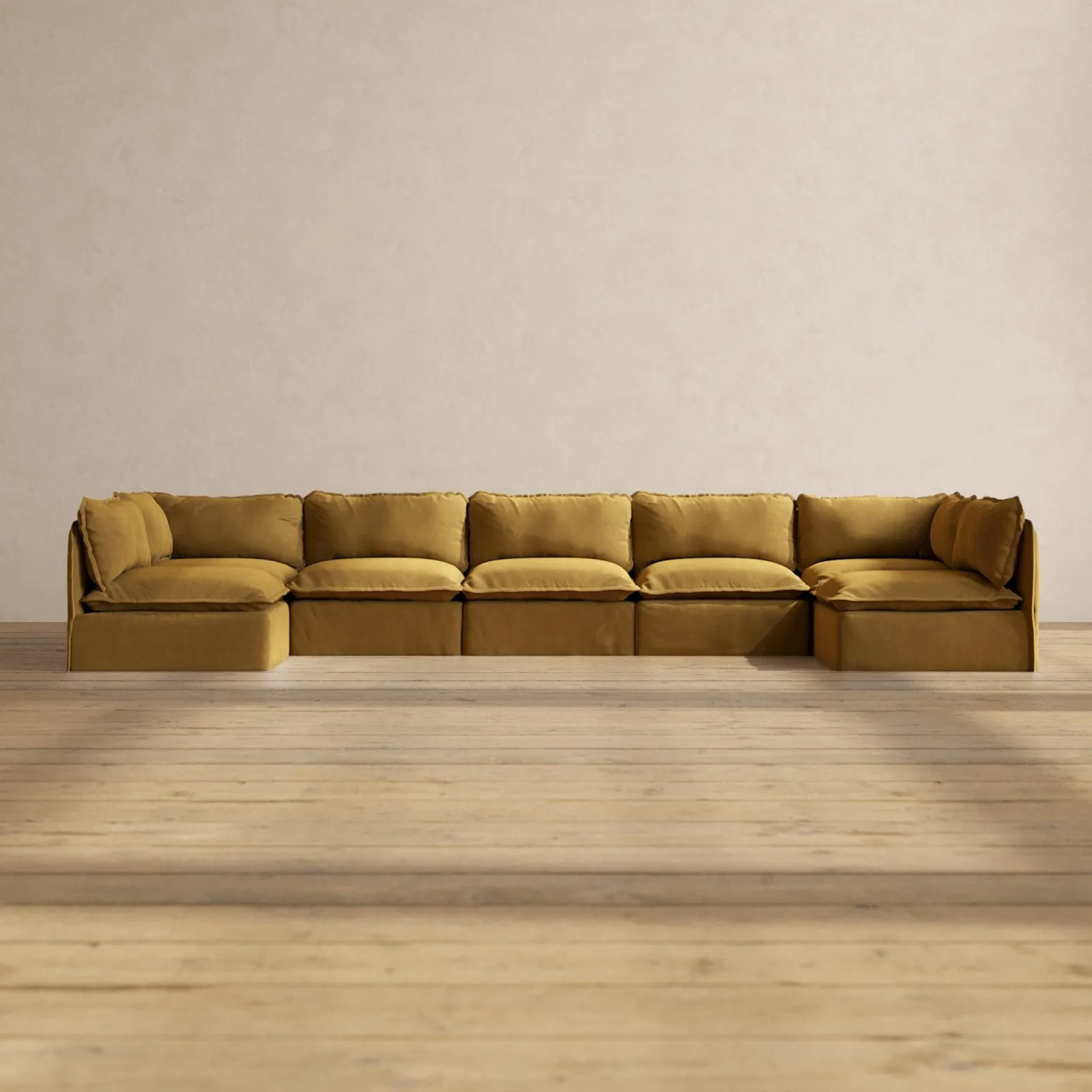 Slipcover Only - Modular Performance 7-Seater Open-Ends U-Sectional | Luxury Velvet in Toffee