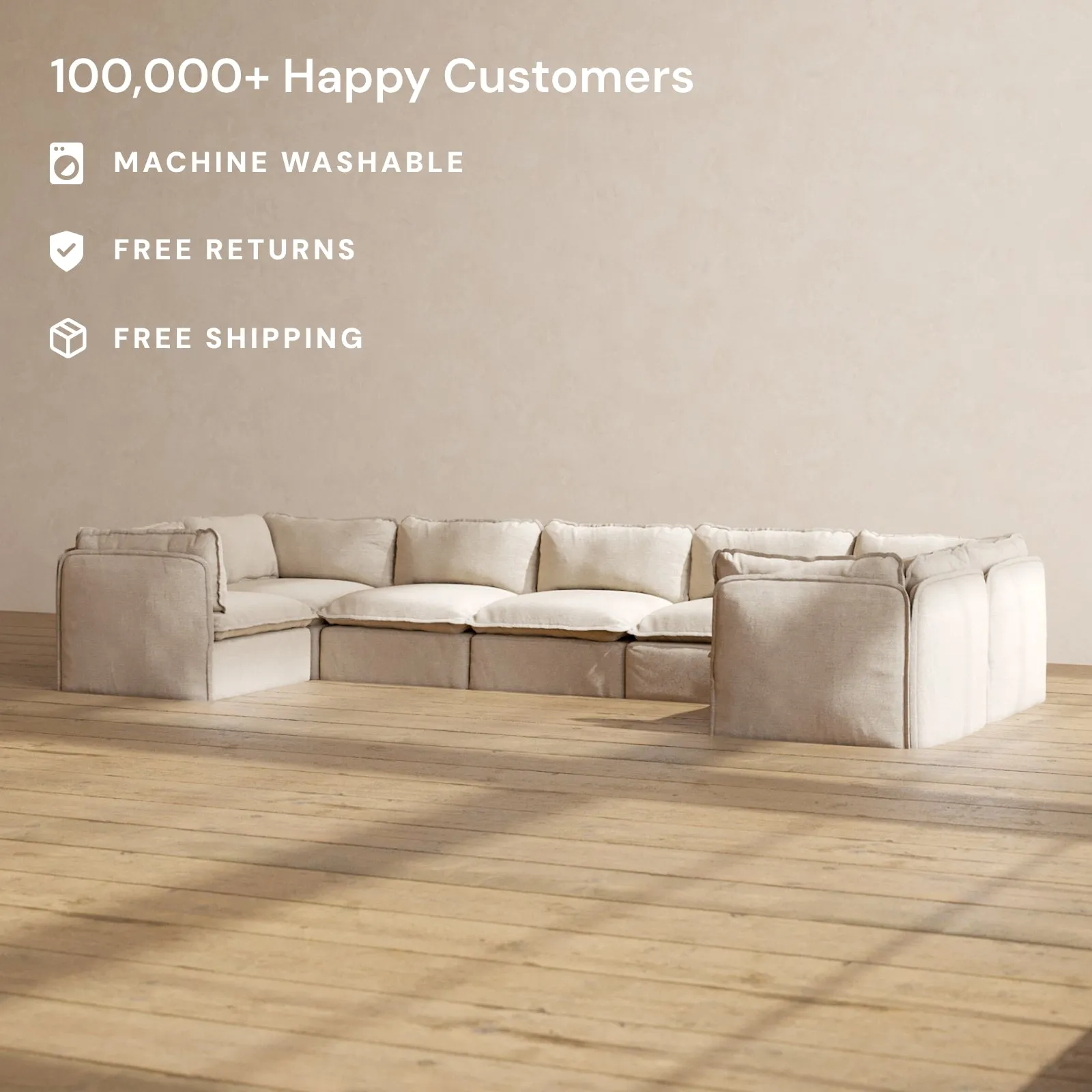 Slipcover Only - Modular Performance 7-Seater U-Sectional | Blended Weave in Oat