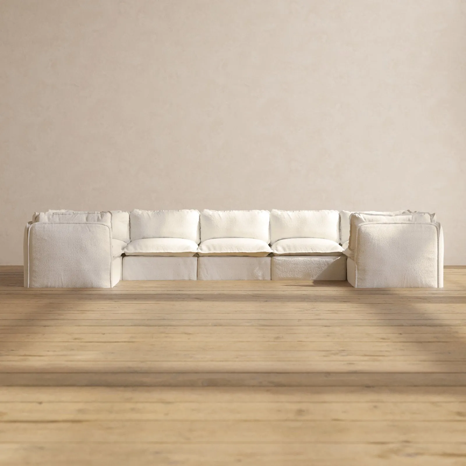 Slipcover Only - Modular Performance 7-Seater U-Sectional | Knit Boucle in Mousse