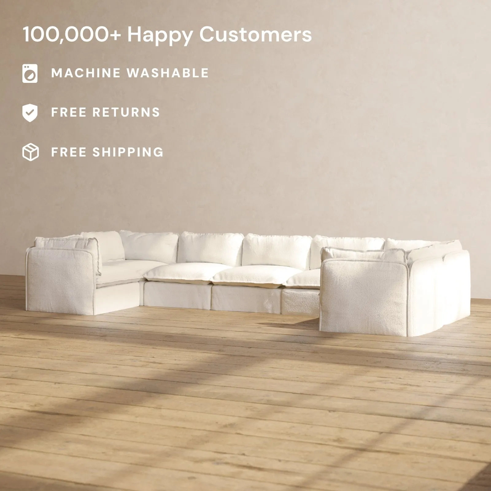 Slipcover Only - Modular Performance 7-Seater U-Sectional | Knit Boucle in Mousse