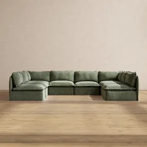 Slipcover Only - Modular Performance 8-Seater Open-Ends U-Sectional | Heirloom Velvet in Willow