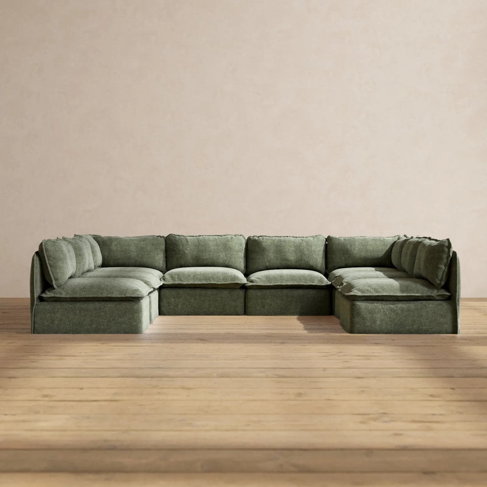 Slipcover Only - Modular Performance 8-Seater Open-Ends U-Sectional | Heirloom Velvet in Willow