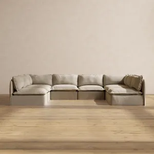 Slipcover Only - Modular Performance 8-Seater Open-Ends U-Sectional | Luxury Velvet in Dune