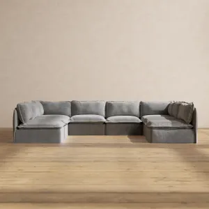 Slipcover Only - Modular Performance 8-Seater Open-Ends U-Sectional | Plush Weave in Ash