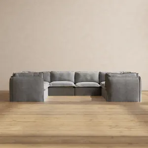 Slipcover Only - Modular Performance 8-Seater U-Sectional | Plush Weave in Ash