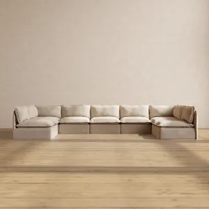 Slipcover Only - Modular Performance 9-Seater Open-Ends U-Sectional | Blended Weave in Oat
