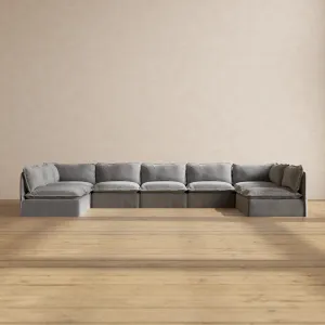 Slipcover Only - Modular Performance 9-Seater Open-Ends U-Sectional | Plush Weave in Ash
