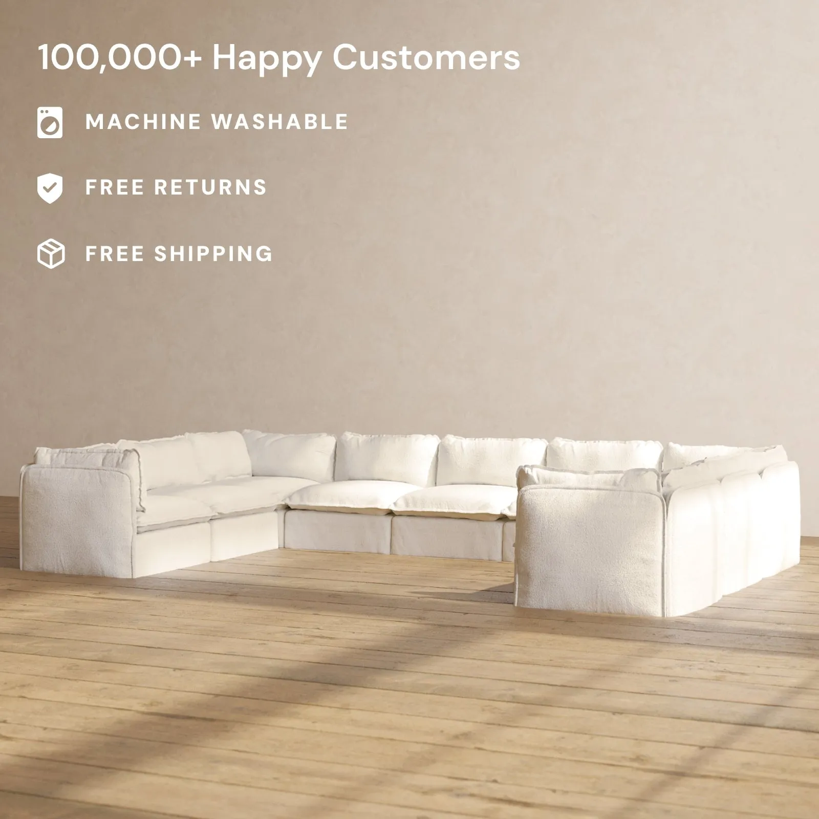 Slipcover Only - Modular Performance 9-Seater U-Sectional | Knit Boucle in Mousse