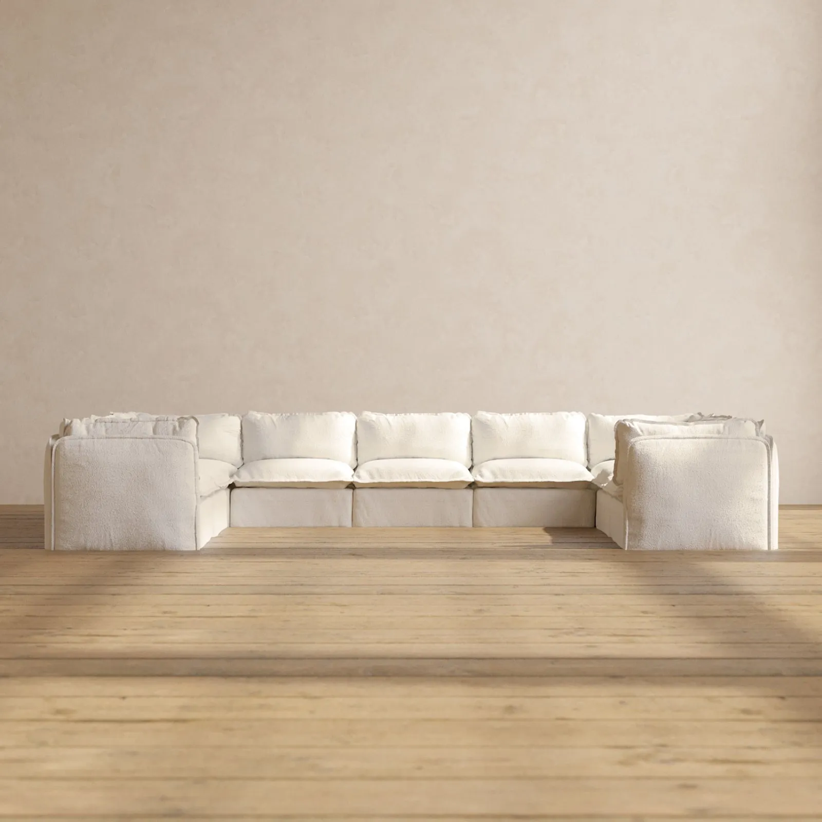 Slipcover Only - Modular Performance 9-Seater U-Sectional | Knit Boucle in Mousse