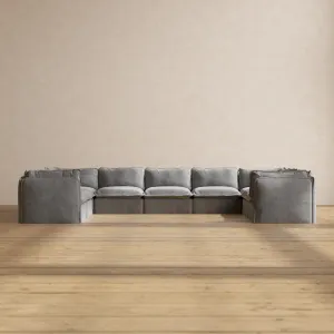 Slipcover Only - Modular Performance 9-Seater U-Sectional | Plush Weave in Ash