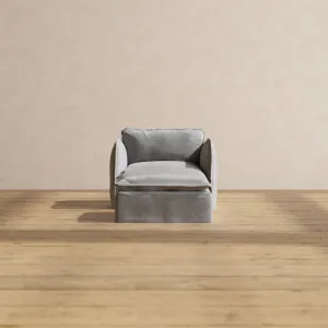 Slipcover Only - Modular Performance Armchair & Ottoman | Plush Weave in Ash