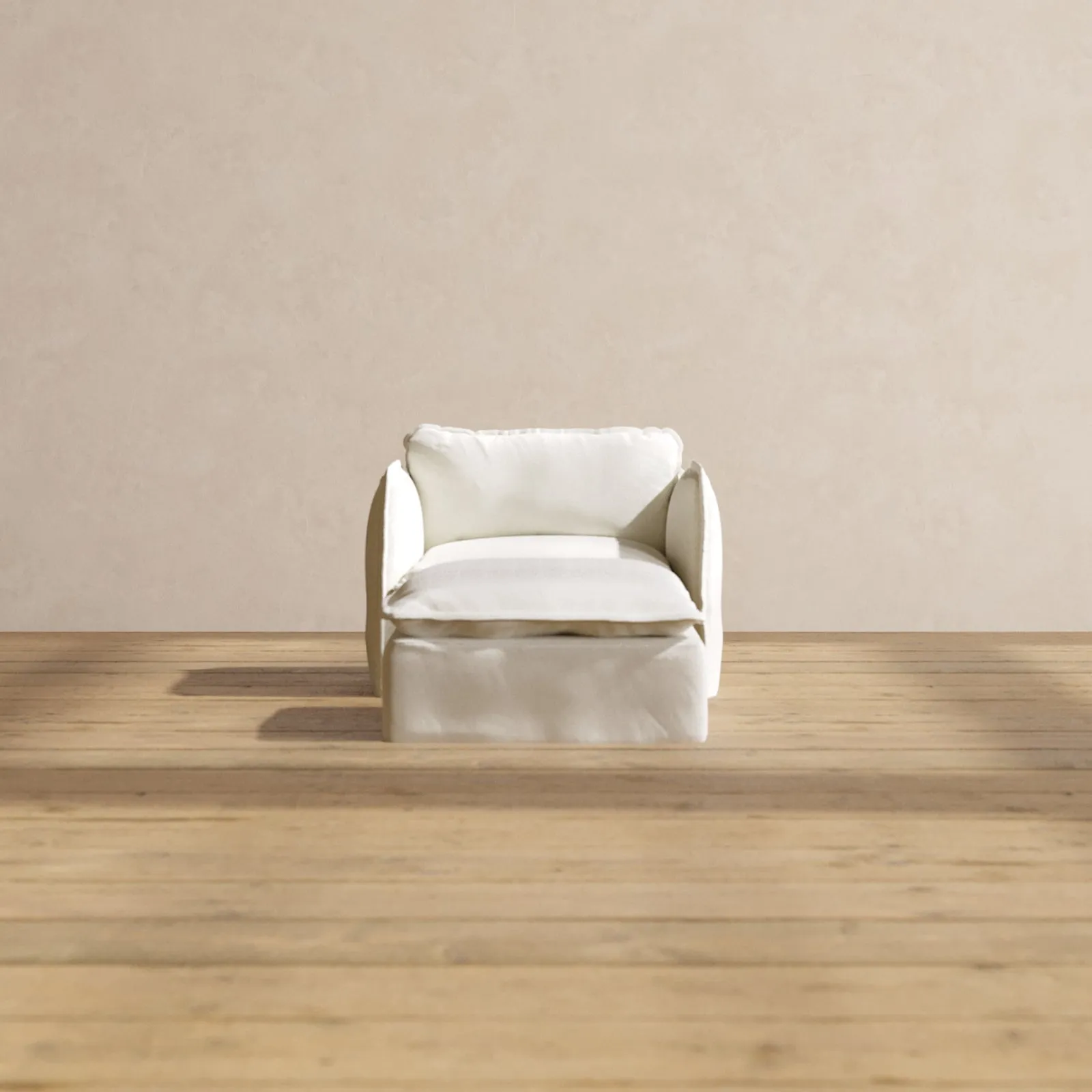 Slipcover Only - Modular Performance Armchair & Ottoman | Plush Weave in Eggshell