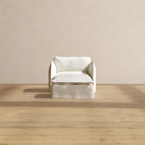 Slipcover Only - Modular Performance Armchair & Ottoman | Plush Weave in Eggshell